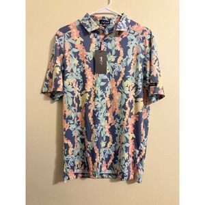 NEW Mens Bad Birdie Golf Performance Polo Shirt Size M Lei'd Floral